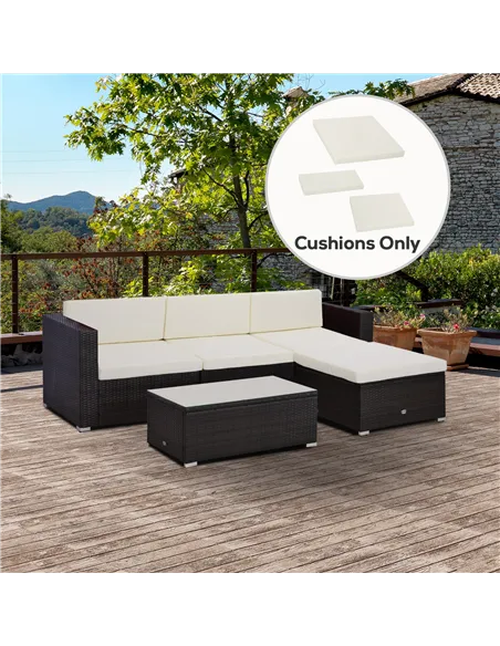 Outsunny Outdoor Cushion Pad Set for Rattan Furniture, 7 Piece Garden Furniture Cushions ONLY, Cream