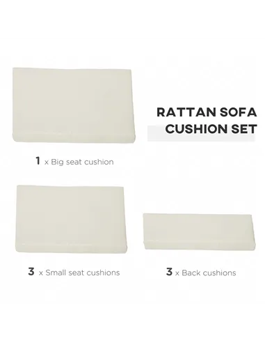 Outsunny Outdoor Cushion Pad Set for Rattan Furniture, 7 Piece Garden Furniture Cushions ONLY, Cream