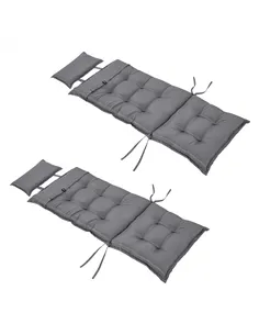 Outsunny Set of 2 Outdoor Chair Cushions, High Back Padded Patio Chair with Pillow for Indoor and Outdoor Use, Dark Grey