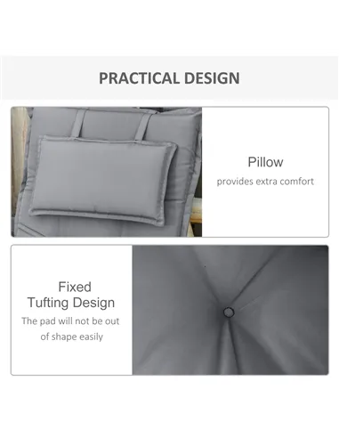 Outsunny Set of 2 Outdoor Chair Cushions, High Back Padded Patio Chair with Pillow for Indoor and Outdoor Use, Dark Grey