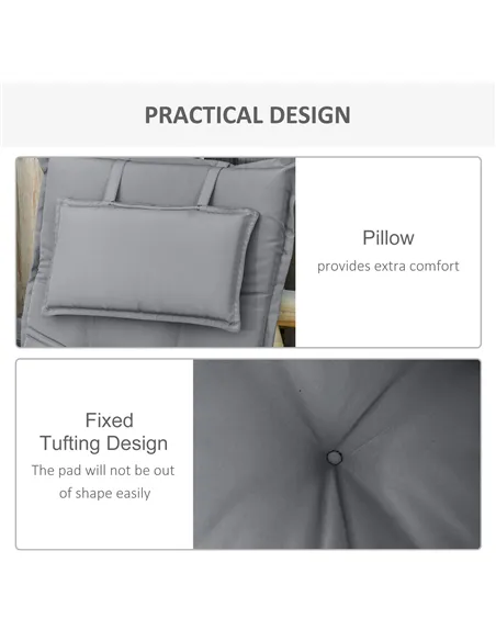 Outsunny Set of 2 Outdoor Chair Cushions, High Back Padded Patio Chair with Pillow for Indoor and Outdoor Use, Dark Grey