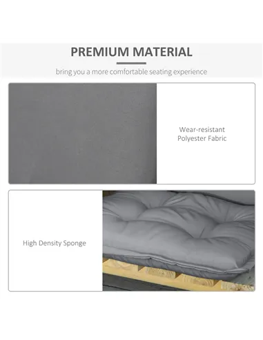 Outsunny Set of 2 Outdoor Chair Cushions, High Back Padded Patio Chair with Pillow for Indoor and Outdoor Use, Dark Grey