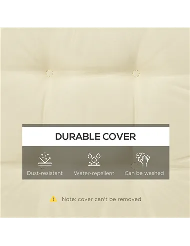 Outsunny Set of 4 Garden Seat Cushion with Ties, 42 x 42cm Replacement Dining Chair Seat Pad, Cream White