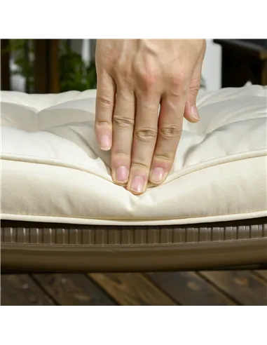 Outsunny Set of 4 Garden Seat Cushion with Ties, 42 x 42cm Replacement Dining Chair Seat Pad, Cream White