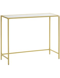 HOMCOM Modern Console Table, Tempered Glass Top Sofa Table with Steel Frame Adjustable Feet for Living Room, Hallway, White
