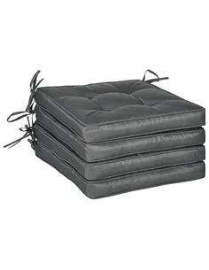Outsunny Set of 4 Garden Seat Cushion with Ties, 42 x 42cm Replacement Dining Chair Seat Pad, Grey