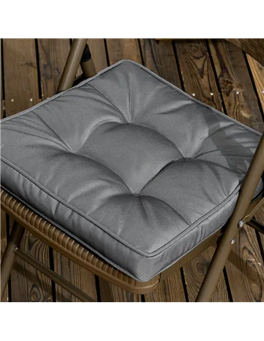 Outsunny Set of 4 Garden Seat Cushion with Ties, 42 x 42cm Replacement Dining Chair Seat Pad, Grey