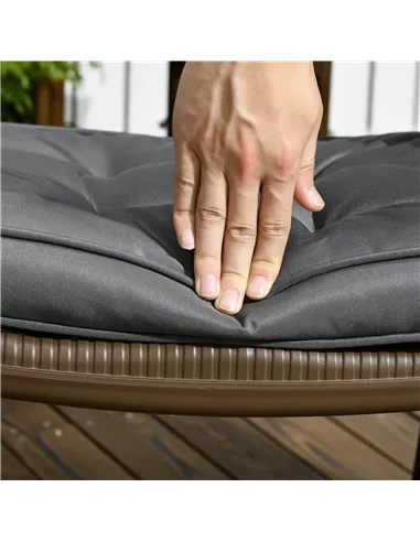 Outsunny Set of 4 Garden Seat Cushion with Ties, 42 x 42cm Replacement Dining Chair Seat Pad, Grey