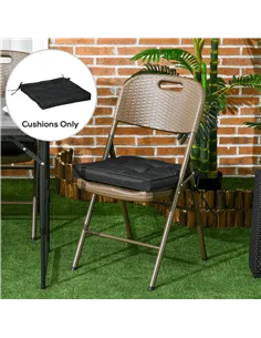 Outsunny Set of 4 Garden Seat Cushion with Ties, 42 x 42cm Replacement Dining Chair Seat Pad, Black 2
