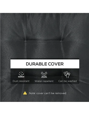 Outsunny Set of 4 Garden Seat Cushion with Ties, 42 x 42cm Replacement Dining Chair Seat Pad, Black