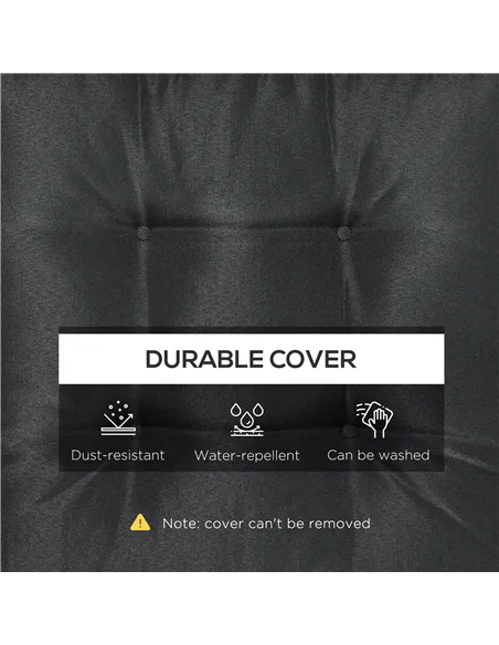 Outsunny Set of 4 Garden Seat Cushion with Ties, 42 x 42cm Replacement Dining Chair Seat Pad, Black