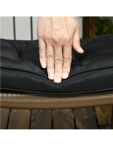 Outsunny Set of 4 Garden Seat Cushion with Ties, 42 x 42cm Replacement Dining Chair Seat Pad, Black