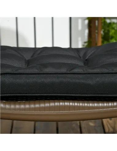 Outsunny Set of 4 Garden Seat Cushion with Ties, 42 x 42cm Replacement Dining Chair Seat Pad, Black