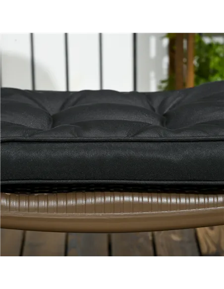 Outsunny Set of 4 Garden Seat Cushion with Ties, 42 x 42cm Replacement Dining Chair Seat Pad, Black