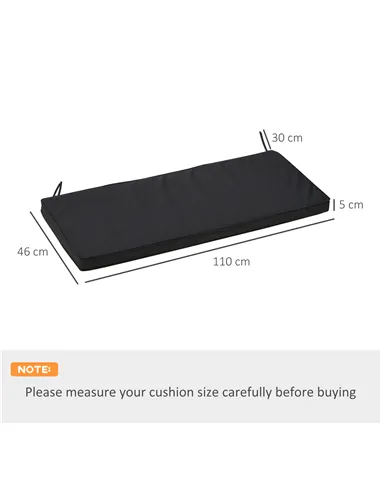 Outsunny 2-Seater Garden Bench Cushion with Ties, Swing Chair Cushion, Replacement Cushion for Outdoor Furniture, 110 x 46 cm, B