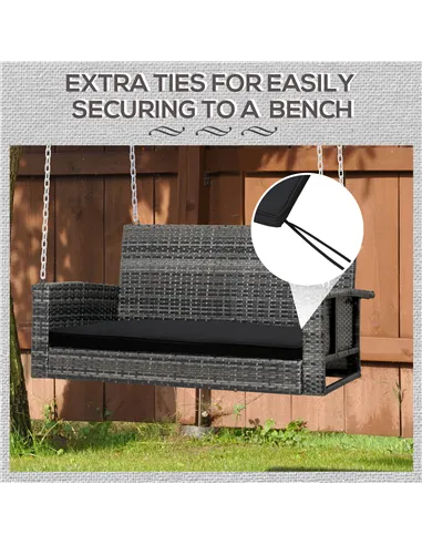 Outsunny 2-Seater Garden Bench Cushion with Ties, Swing Chair Cushion, Replacement Cushion for Outdoor Furniture, 110 x 46 cm, B