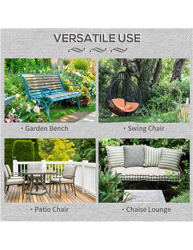 Outsunny 2-Seater Garden Bench Cushion with Ties, Swing Chair Cushion, Replacement Cushion for Outdoor Furniture, 110 x 46 cm, B