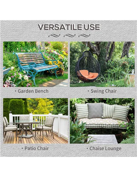 Outsunny 2-Seater Garden Bench Cushion with Ties, Swing Chair Cushion, Replacement Cushion for Outdoor Furniture, 110 x 46 cm, B