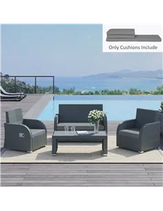 Outsunny Outdoor Seat Cushion Pads for Rattan Furniture, 3 PCs Garden Furniture Cushions, Dark Grey 2
