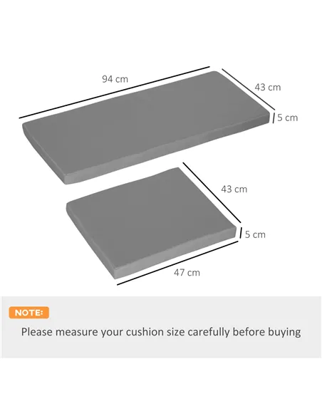 Outsunny Outdoor Seat Cushion Pads for Rattan Furniture, 3 PCs Garden Furniture Cushions, Dark Grey