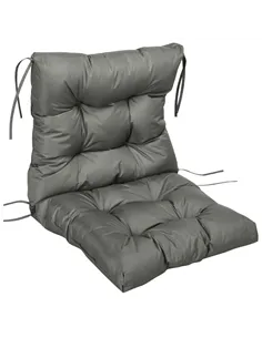 Outsunny Garden Back Chair Cushion, Comfortable Patio Seat Cushion Pad with Backrest for Outdoor & Indoor Use, Light Grey