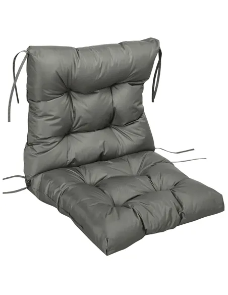Outsunny Garden Back Chair Cushion, Comfortable Patio Seat Cushion Pad with Backrest for Outdoor & Indoor Use, Light Grey