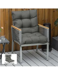 Outsunny Garden Back Chair Cushion, Comfortable Patio Seat Cushion Pad with Backrest for Outdoor & Indoor Use, Light Grey 2