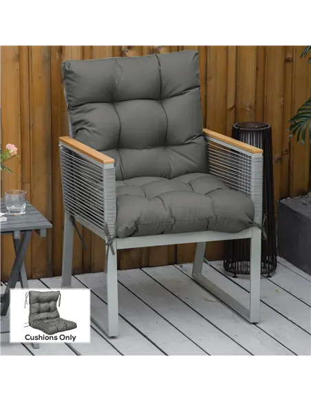 Outsunny Garden Back Chair Cushion, Comfortable Patio Seat Cushion Pad with Backrest for Outdoor & Indoor Use, Light Grey