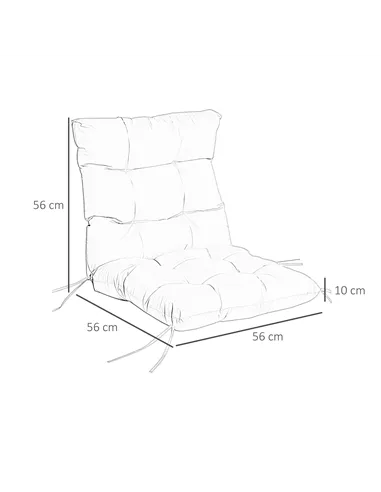 Outsunny Garden Back Chair Cushion, Comfortable Patio Seat Cushion Pad with Backrest for Outdoor & Indoor Use, Light Grey