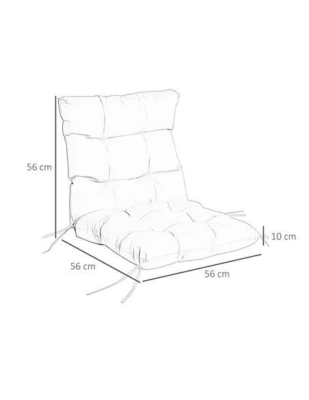 Outsunny Garden Back Chair Cushion, Comfortable Patio Seat Cushion Pad with Backrest for Outdoor & Indoor Use, Light Grey