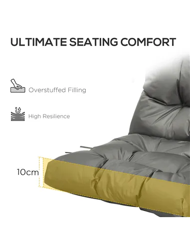 Outsunny Garden Back Chair Cushion, Comfortable Patio Seat Cushion Pad with Backrest for Outdoor & Indoor Use, Light Grey