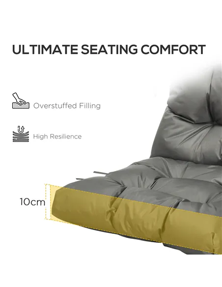 Outsunny Garden Back Chair Cushion, Comfortable Patio Seat Cushion Pad with Backrest for Outdoor & Indoor Use, Light Grey