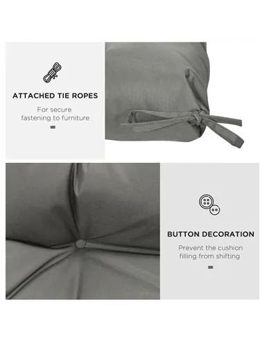 Outsunny Garden Back Chair Cushion, Comfortable Patio Seat Cushion Pad with Backrest for Outdoor & Indoor Use, Light Grey