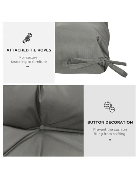Outsunny Garden Back Chair Cushion, Comfortable Patio Seat Cushion Pad with Backrest for Outdoor & Indoor Use, Light Grey