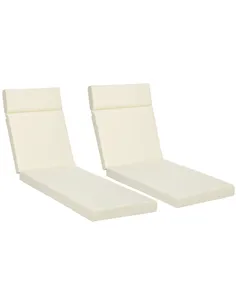 Outsunny Set of 2 Sun Lounger Cushions, Replacement Cushions for Rattan Furniture with Ties, 196 x 55 cm, Cream White