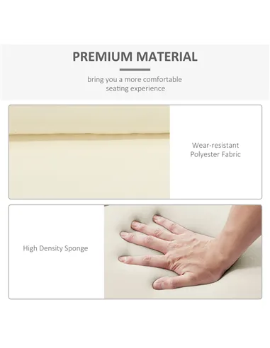 Outsunny Set of 2 Sun Lounger Cushions, Replacement Cushions for Rattan Furniture with Ties, 196 x 55 cm, Cream White