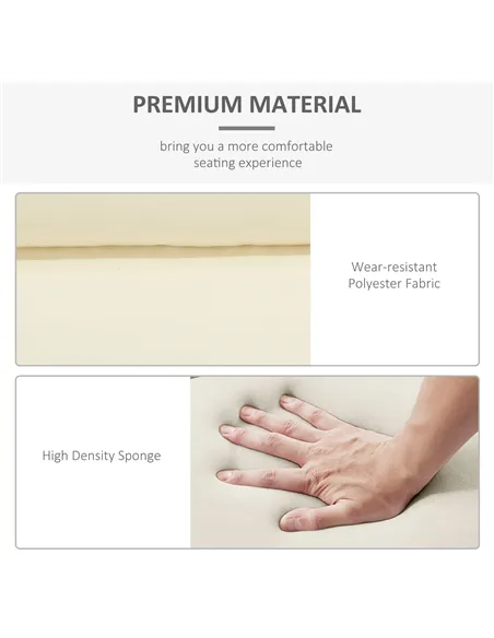 Outsunny Set of 2 Sun Lounger Cushions, Replacement Cushions for Rattan Furniture with Ties, 196 x 55 cm, Cream White