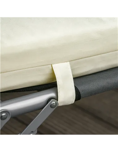 Outsunny Set of 2 Sun Lounger Cushions, Replacement Cushions for Rattan Furniture with Ties, 196 x 55 cm, Cream White