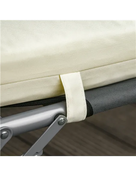 Outsunny Set of 2 Sun Lounger Cushions, Replacement Cushions for Rattan Furniture with Ties, 196 x 55 cm, Cream White