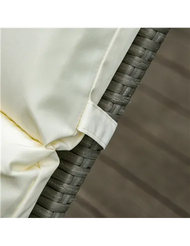 Outsunny Set of 2 Sun Lounger Cushions, Replacement Cushions for Rattan Furniture with Ties, 196 x 55 cm, Cream White