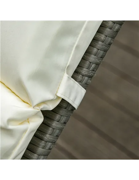 Outsunny Set of 2 Sun Lounger Cushions, Replacement Cushions for Rattan Furniture with Ties, 196 x 55 cm, Cream White