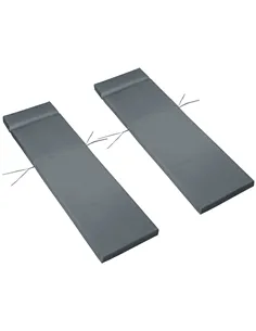 Outsunny Set of 2 Sun Lounger Cushions, Replacement Cushions for Rattan Furniture with Ties, 196 x 55 cm, Dark Grey