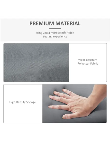 Outsunny Set of 2 Sun Lounger Cushions, Replacement Cushions for Rattan Furniture with Ties, 196 x 55 cm, Dark Grey