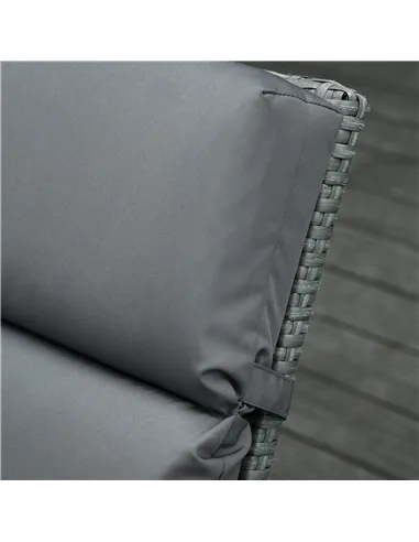 Outsunny Set of 2 Sun Lounger Cushions, Replacement Cushions for Rattan Furniture with Ties, 196 x 55 cm, Dark Grey