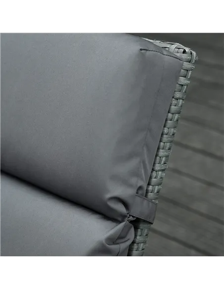 Outsunny Set of 2 Sun Lounger Cushions, Replacement Cushions for Rattan Furniture with Ties, 196 x 55 cm, Dark Grey