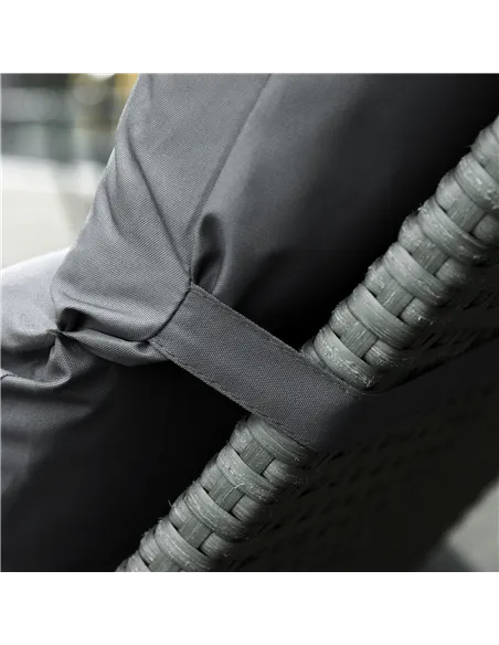 Outsunny Set of 2 Sun Lounger Cushions, Replacement Cushions for Rattan Furniture with Ties, 196 x 55 cm, Dark Grey