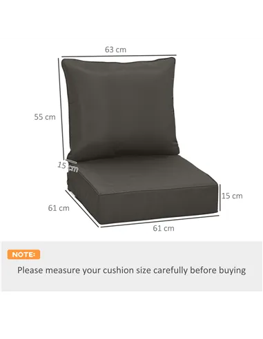 Outsunny Outdoor Seat and Back Cushion Set Patio Deep Seating Chair Replacement Cushion