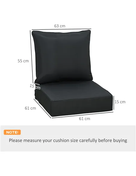 Outsunny Outdoor Seat and Back Cushion Set Patio Deep Seating Chair Replacement Cushion