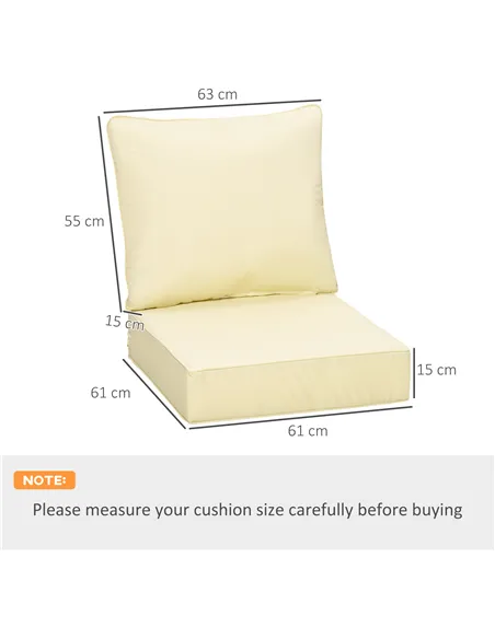 Outsunny Outdoor Seat and Back Cushion Set Patio Deep Seating Chair Replacement Cushion