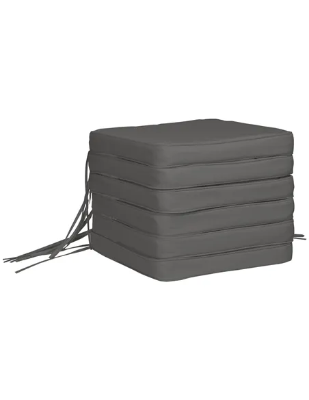 Outsunny Set of 6 Pcs Chair Cushion, 42Lx42Wx5T cm-Grey